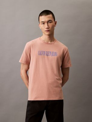 Acid Wash Graphic Crewneck T-Shirt, Light Mahongony