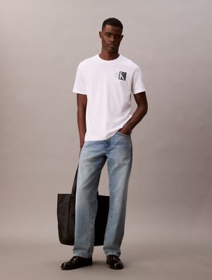Contrast Box Logo Graphic Classic T-Shirt, Brilliant Wihte