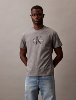 Monogram Logo Tee, Med Grey Heather