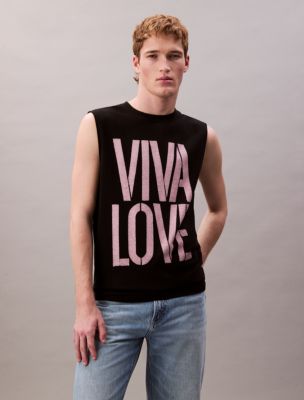 Pride Viva Love Graphic Relaxed Tank Top, Black