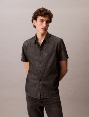 Chambray Classic Button-Down Shirt , Pirate Black