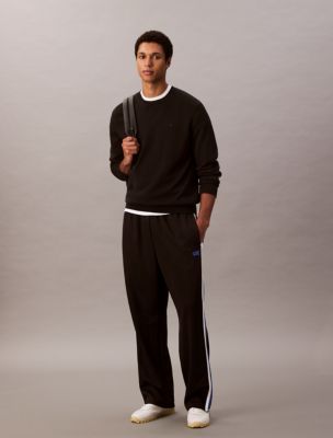 Stretch Twill Track Pants, Black