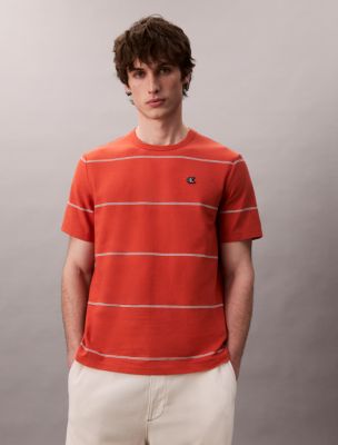 Cotton Stripe Relaxed T-Shirt , Mecca Orange