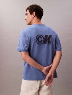 Мужская футболка Calvin Klein Cooling Pique Logo Graphic Relaxed, цвет: Синий — фото 5