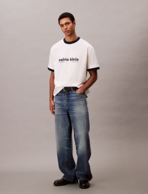 Logo Graphic Ringer Relaxed T-Shirt , Tofu Combo
