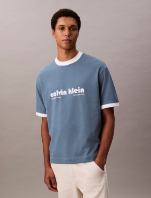 Logo Graphic Ringer Relaxed T-Shirt , Bluefin