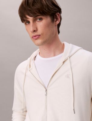 Мужское худи Calvin Klein Cotton Blend Boucle Relaxed, цвет: Молочный — фото 2