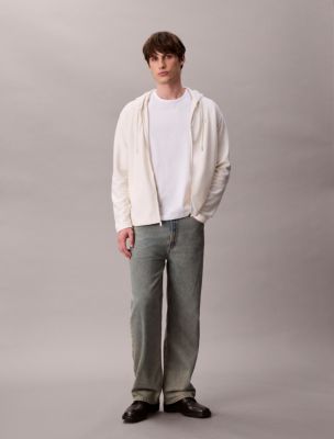 Мужское худи Calvin Klein Cotton Blend Boucle Relaxed, цвет: Молочный — фото 3