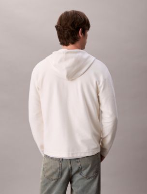 Мужское худи Calvin Klein Cotton Blend Boucle Relaxed, цвет: Молочный — фото 4