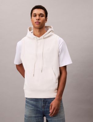 Cotton Terry Relaxed Sleeveless Hoodie , Tofu