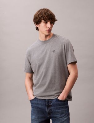 Embroidered Monogram Relaxed T-Shirt, Medium Grey Heather
