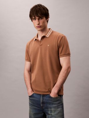 Monogram Logo Pique Tipped Classic Polo Shirt, Tigers Eye