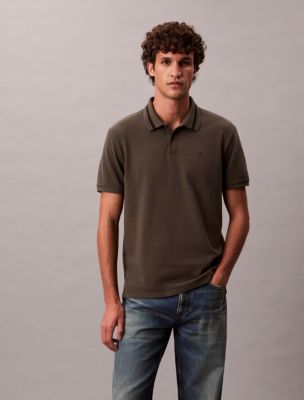 Monogram Logo Pique Tipped Classic Polo Shirt, Beluga