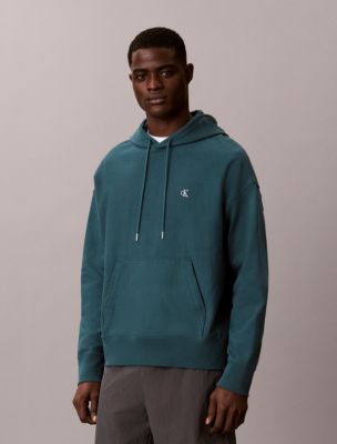 Premium Terry Relaxed Monogram Fleece Hoodie, Tahoe Green 