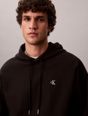 Мужское худи Calvin Klein Premium Terry Relaxed Monogram Fleece, цвет: Чёрный — фото 2