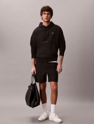 Мужское худи Calvin Klein Premium Terry Relaxed Monogram Fleece, цвет: Чёрный — фото 3