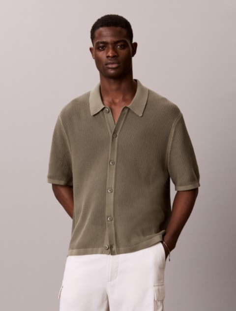 Мужские свитеры Calvin Klein Cotton Mesh Button-Down Sweater