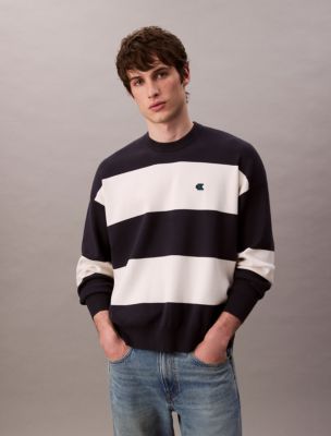 Tech Knit Stripe Relaxed Sweater, Night Sky