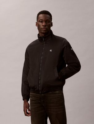 Padded Zip Mock Neck Jacket, Black
