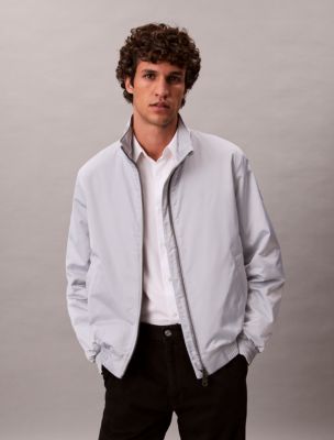 Padded Zip Mock Neck Jacket, Grey Marble