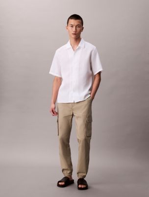 Cotton Blend Skinny Cargo Ripstop Pants, Vintage Khaki