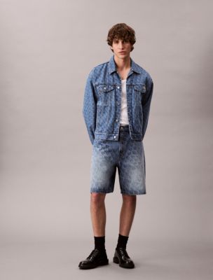 Allover Monogram 90s Denim Shorts , Celtic Sea