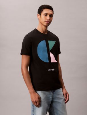 Monogram Logo Shape Graphic Classic T-Shirt , Black