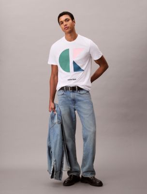 Monogram Logo Shape Graphic Classic T-Shirt , Brilliant White