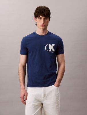 Monogram Logo Macro Sport Graphic Classic T-Shirt , Blue Jean