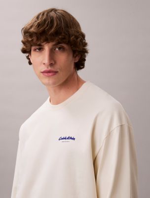 Flocked Graphic Logo Long Sleeve Tee, Snow White
