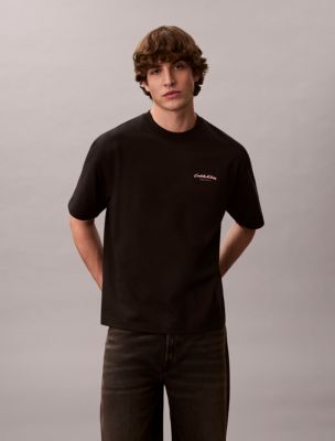 Flocked Logo Graphic Relaxed T-Shirt, Black
