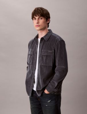 Corduroy Relaxed Button-Down Shirt, Blue