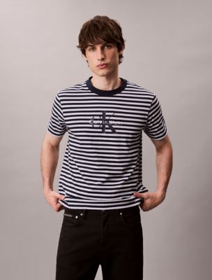 Monogram Logo Stripe Relaxed T-Shirt, Xenon Blue