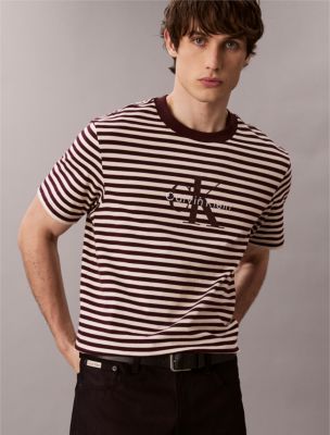Monogram Logo Stripe Relaxed T-Shirt, Moroccan Brown 