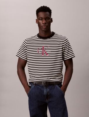 Monogram Logo Stripe Relaxed T-Shirt, Black