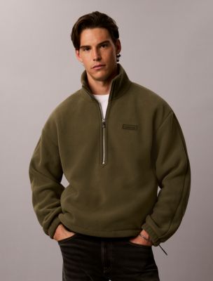 Fleece Quarter Zip Sweater, Olive Night