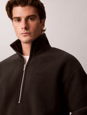 Мужской свитшот Calvin Klein Fleece Quarter Zip, цвет: Чёрный — фото 2