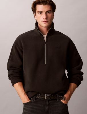 Мужской свитшот Calvin Klein Fleece Quarter Zip, цвет: Чёрный — фото 4