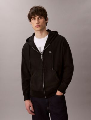Premium Terry Relaxed Zip Hoodie, Black