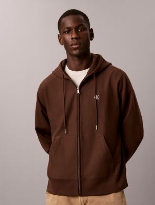 Premium Terry Relaxed Zip Hoodie, Brown Cork