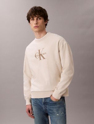 Premium Terry Monogram Logo Relaxed Sweatshirt, Chalk