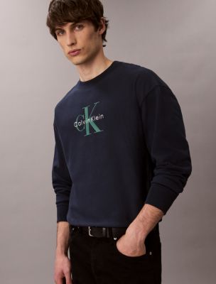 Premium Terry Monogram Logo Relaxed Sweatshirt, Dark Sapphire
