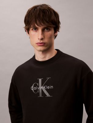 Premium Terry Monogram Logo Relaxed Sweatshirt, Black