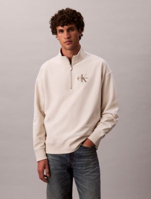 Premium Terry Relaxed Quarter Zip Sweatshirt, Chalk