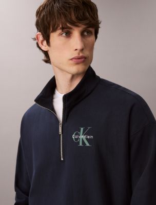 Мужские худи Calvin Klein Monologo Premium Terry Quarter Zip Sweatshirt — фото 2