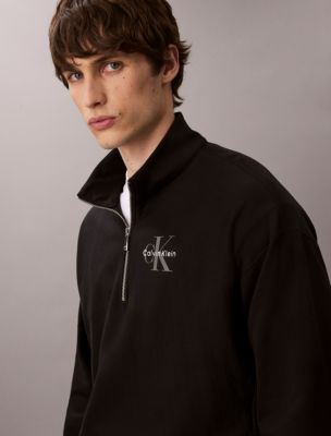 Premium Terry Relaxed Quarter Zip Sweatshirt, Black