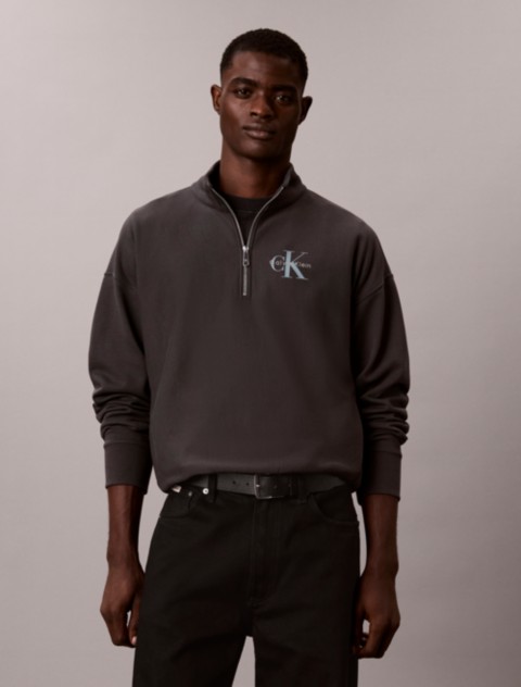 Мужские худи Calvin Klein Monologo Premium Terry Quarter Zip Sweatshirt
