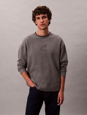 Relaxed Fit Standard Logo Terry Crewneck Sweatshirt, Medium Grey Heather