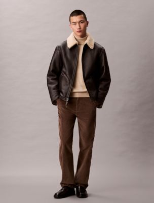 Shearling Leather Jacket, Burnt Mocha