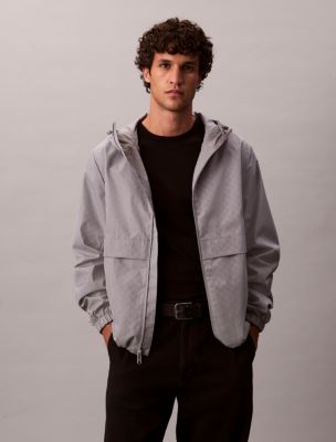 Allover Monogram Logo Windbreaker Jacket, Chiseled Stone